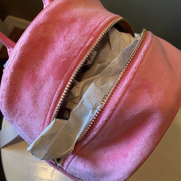 Juicy Couture Small RAINBOW JUICY BACKPACK Pink Lemonade Velvet Purse 10” New - Picture 3 of 6